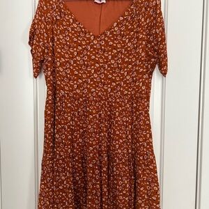 Pink Lily Rust Floral Dress